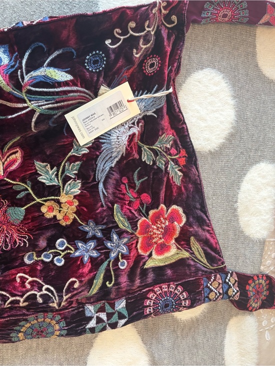 Johnny Was Handbags - Johnny Was Velvet Tote Bag in Deep purple with Multicolor Embroidery
